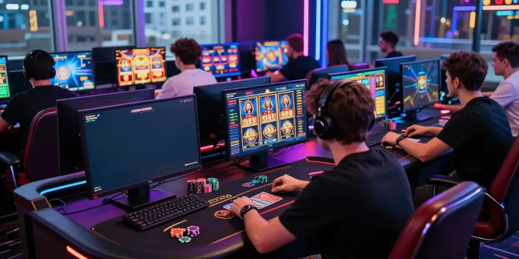 Interactive gaming scene displaying players engaging with singatoto online platforms.
