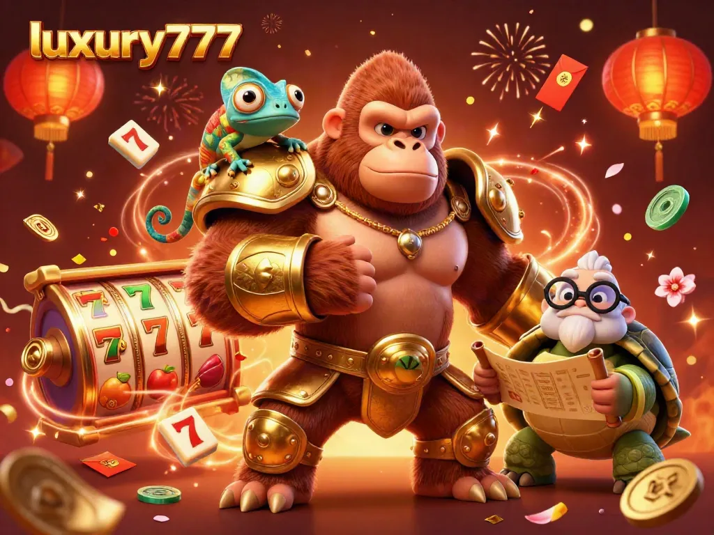 Engage in luxury777 slots with vibrant 3D characters and exciting gambling elements.
