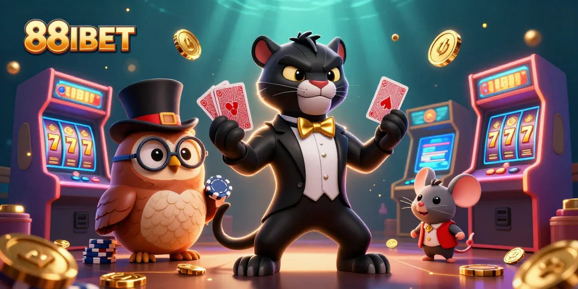88IBET showcases a charming black panther dealer in a tuxedo, enhancing the casino experience.