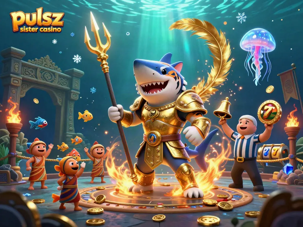 Play exciting games at pulsz sister casino, featuring vibrant underwater gladiator battles and slots.