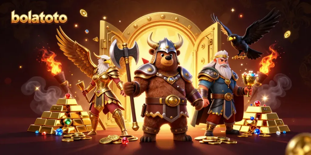 Experience the thrilling world of bolatoto with Viking characters and rich casino elements.