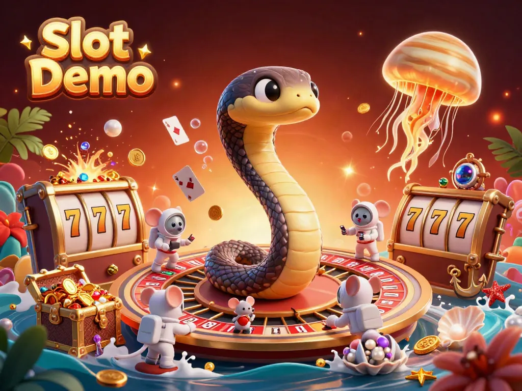 Experience thrilling Slot Demo gameplay with vibrant 3D illustration of space-themed slots and interactive elements.