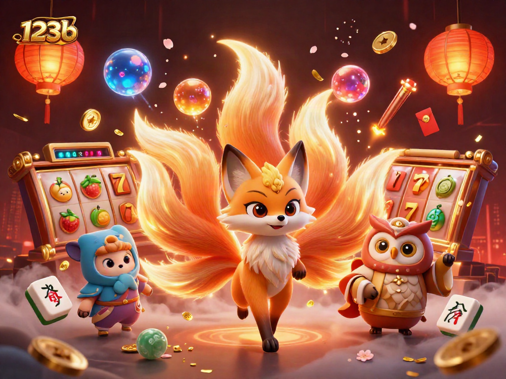 Experience dynamic gameplay with the vibrant 123b casino illustration showcasing spirits, lucky symbols, and excitement.