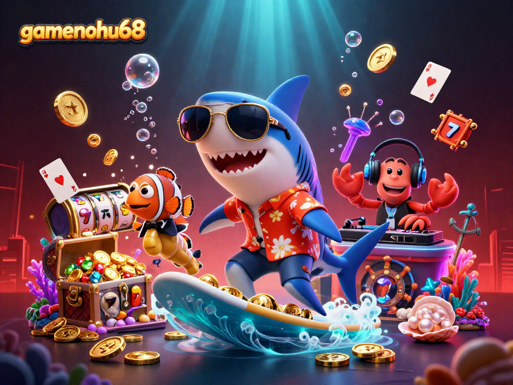 Experience thrilling gameplay at gamenohu68 with vivid characters and dynamic elements in a vibrant casino scene.