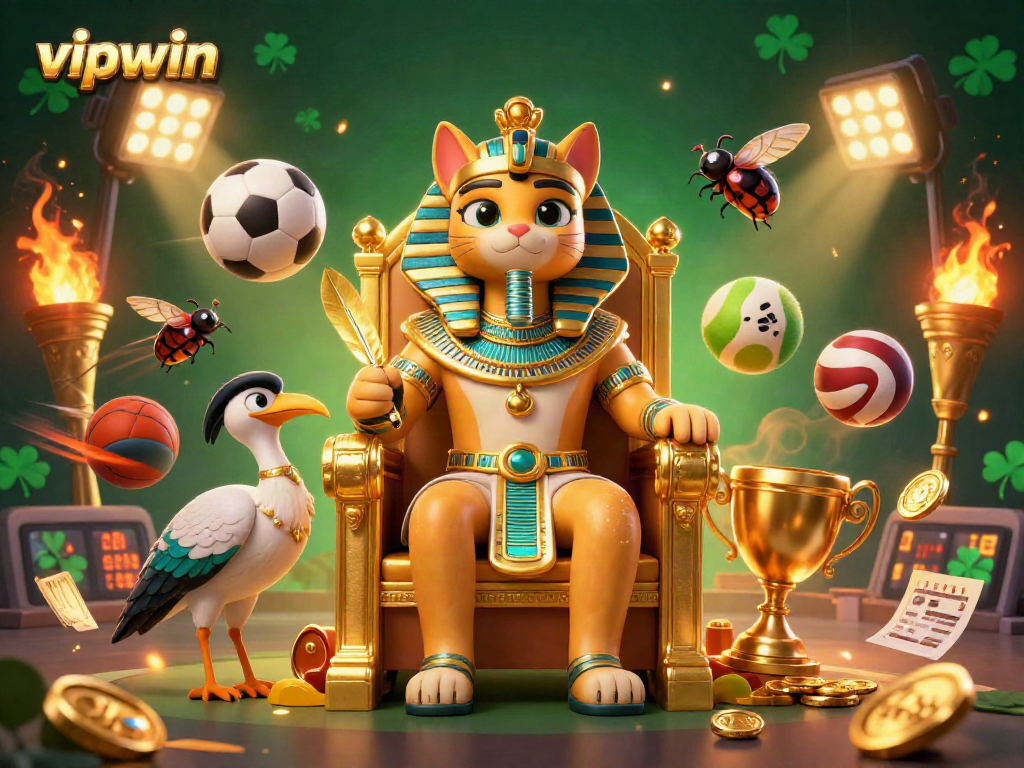 Engage in thrilling gameplay at vipwin with vibrant Egyptian-themed casino elements.