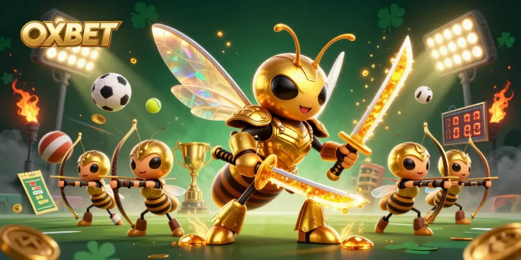 Bet and win with OXBET as the golden hornet battles in an action-packed sports scene.