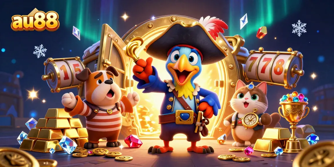 Experience the excitement of gaming at au88 with a vibrant 3D casino scene featuring dynamic characters.