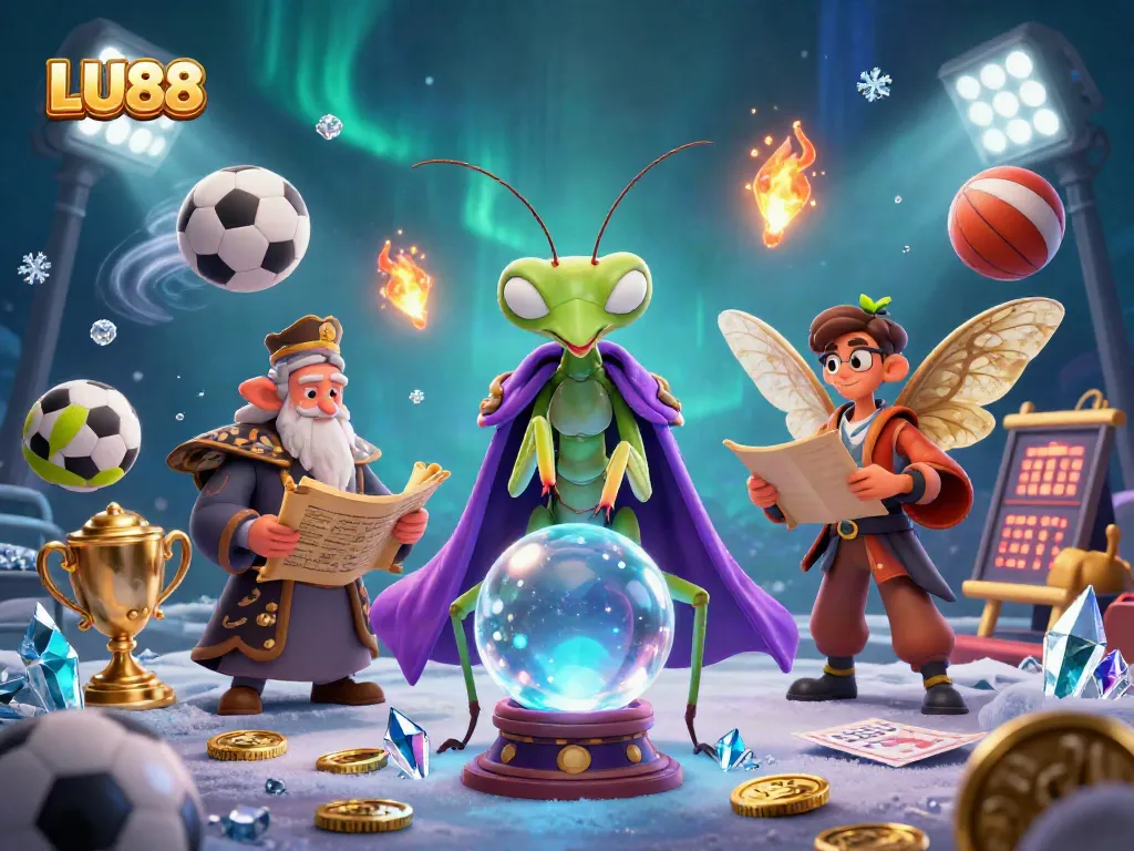 Bet on LU88 and witness a mystical scene with fortune teller and sports elements