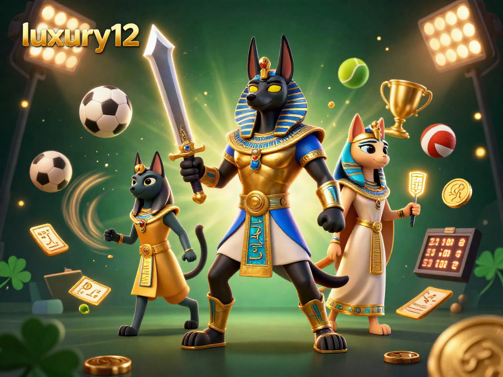 Play with luxury12 at the sports betting hub illuminated with dynamic game elements and golden treasures.