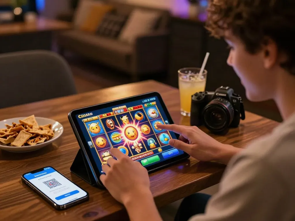 Engaging slot gaming experience with vibrant graphics and QRIS deposit interface.