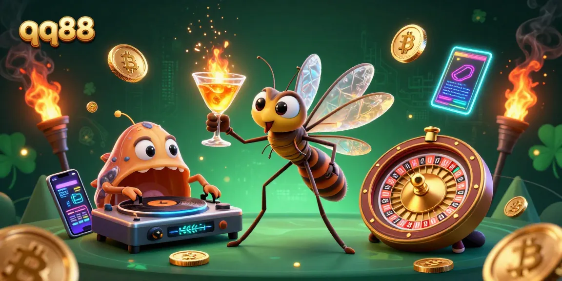 Engage in the thrilling world of qq88 with a vibrant casino illustration featuring unique characters and elements.