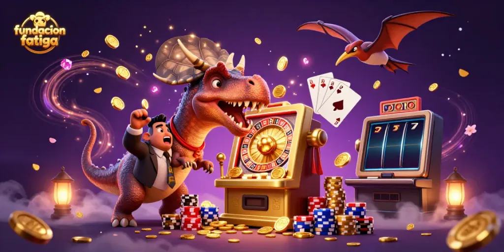 Watch the fundacionfatiga dragon headbutting a jackpot-winning slot machine as golden coins rain down!