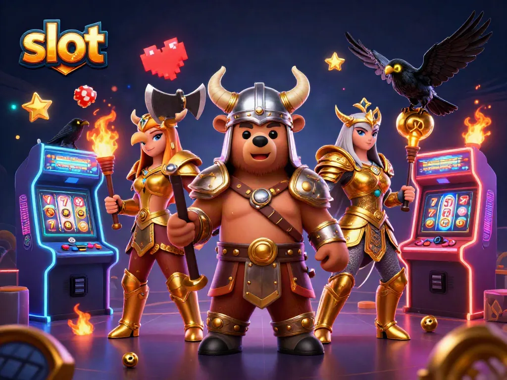 Engage with slot games featuring Viking characters, lucky 7s, and dynamic arcade elements.