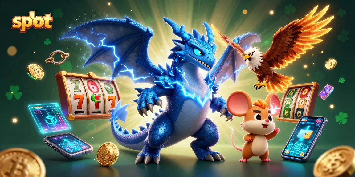 Experience the thrill of slot games with dynamic 3D illustration of powerful characters and casino elements.