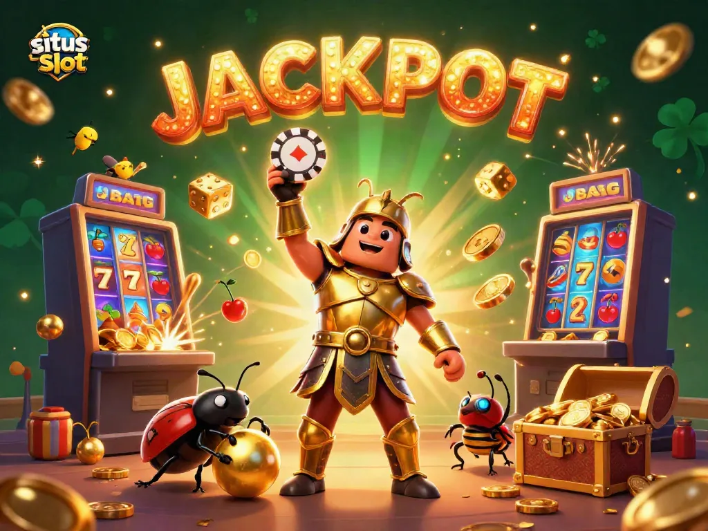 Permainan situs slot menarik dengan karakter unik yang menandakan jackpot dan keseruan.
