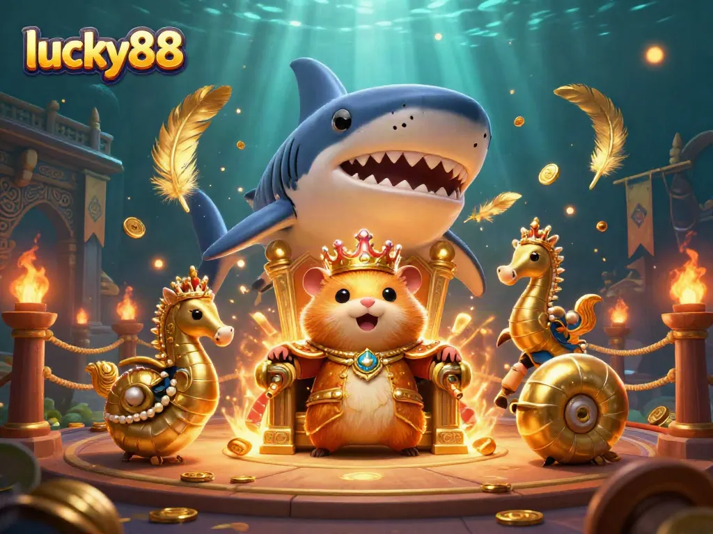 Experience exciting gameplay at lucky88 with a fierce golden hamster king and dynamic casino elements.