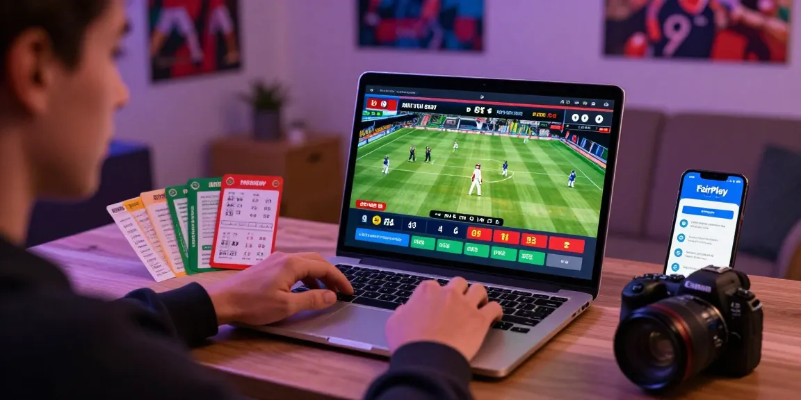 FairPlay online betting user analyzing cricket match odds on laptop.