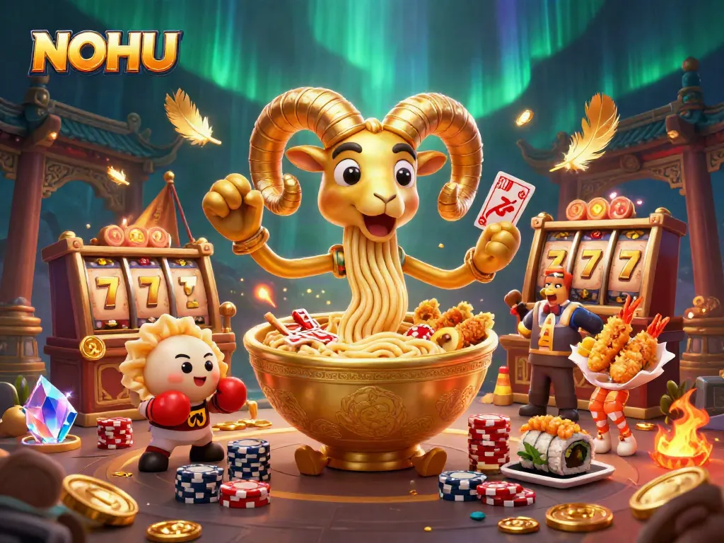 Engage in thrilling jackpots and gaming fun at NOHU's vibrant casino scene with dynamic characters.