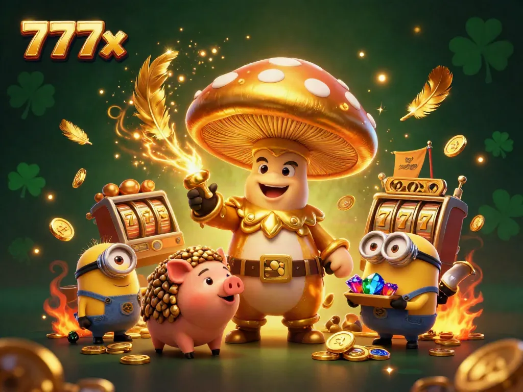 Experience thrilling moments with 777x in this vibrant casino illustration filled with magic, gold, and excitement.