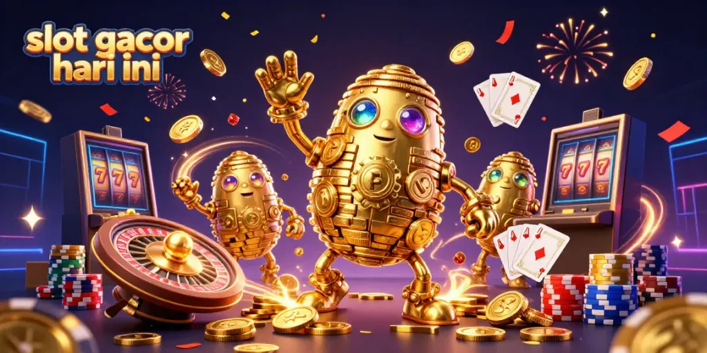 Menang besar dengan slot gacor hari ini di kasino online, memvisualisasikan keberuntungan dan jackpot.