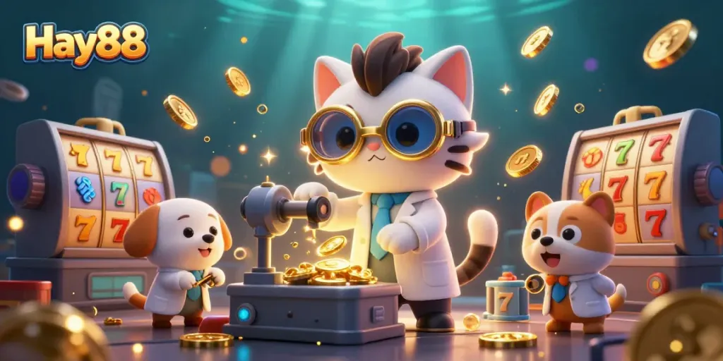 Experience the excitement of Hay88's casino world with vibrant 3D scenes featuring dynamic slot elements.