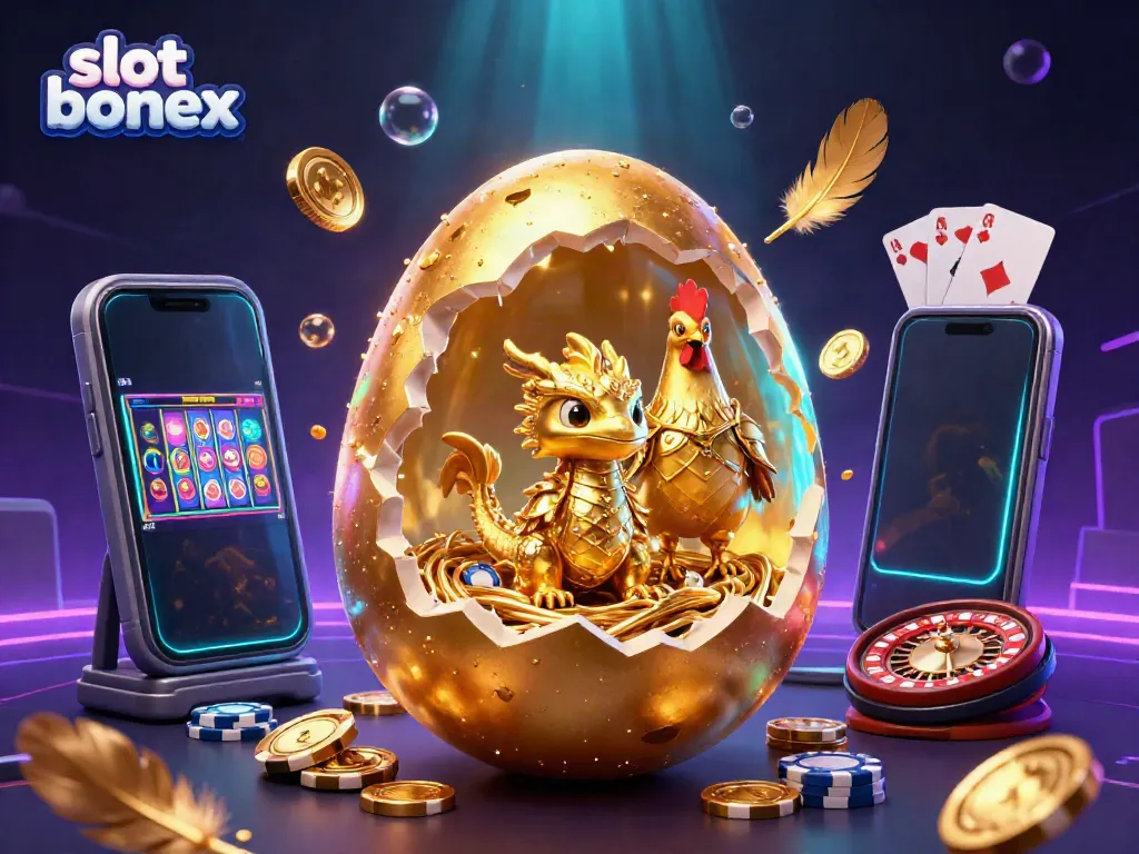 Experience the thrill of slot bonus action with a golden dragon amidst casino elements.