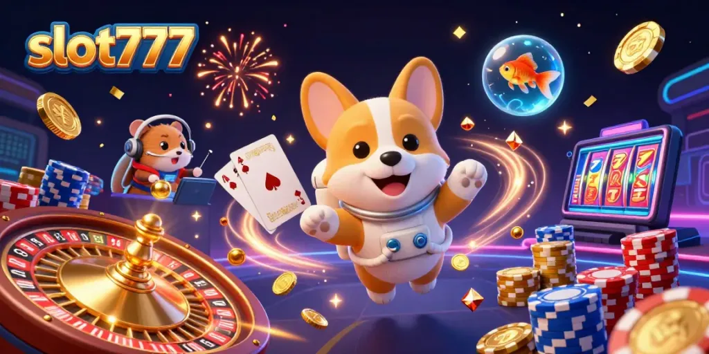 Experience thrilling wins with slot777 in a vibrant space casino scene.
