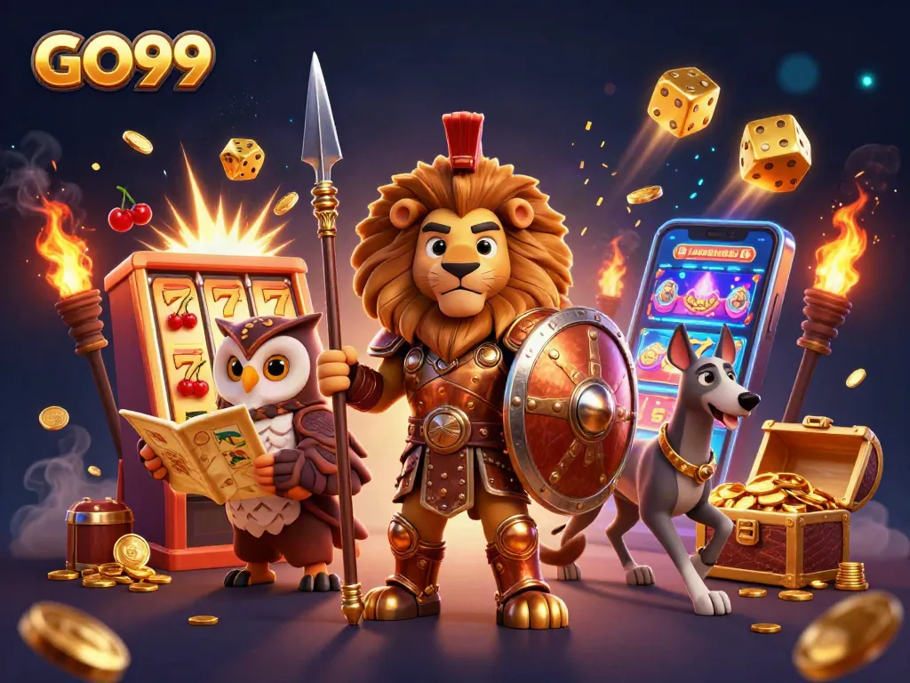 Spin and win at GO99 with dynamic slot machine action and vibrant casino characters!