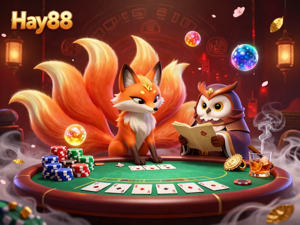 Experience Hay88's thrilling 3D casino ambiance with vibrant characters and dynamic poker elements.