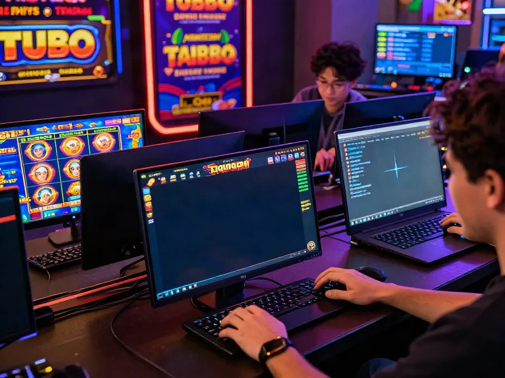 Players enjoying QQMacan slot games with vibrant graphics and real-time winnings.