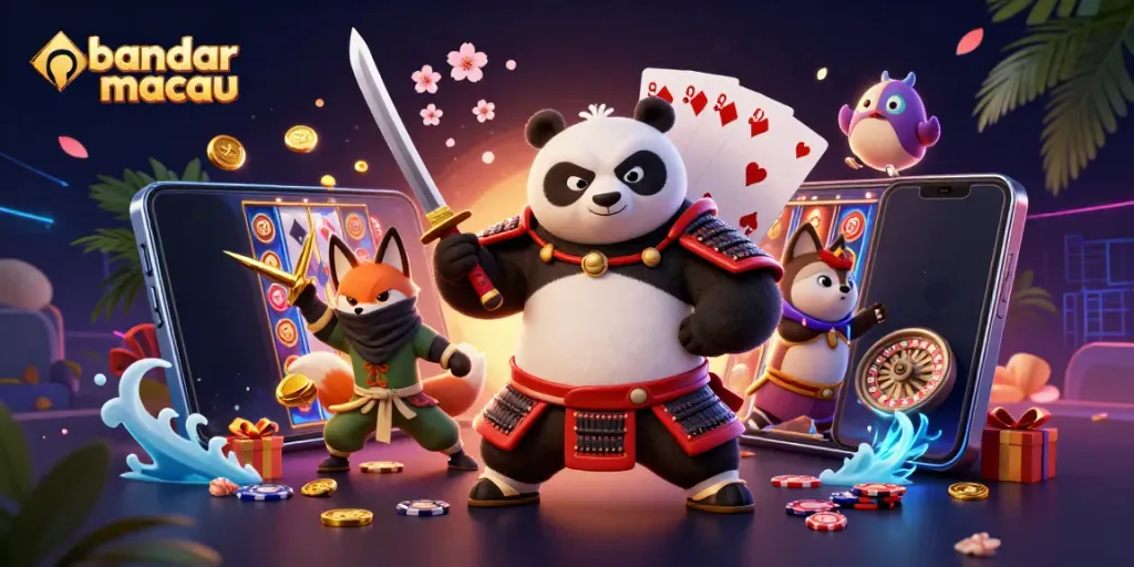 Menangkan hadiah di bandar Macau dengan samurai panda, ninja fox, dan tanuki yang beraksi!