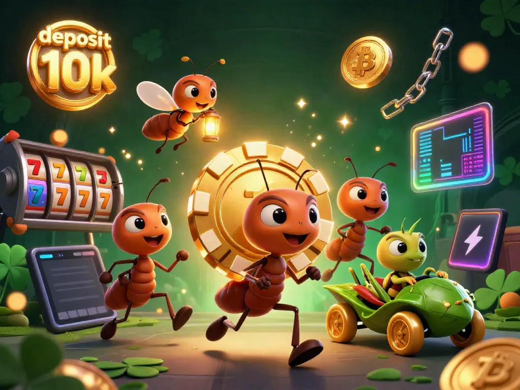 Slot deposit 10k menampilkan tim semut 3D yang mencuri chip poker emas di sebuah terowongan.
