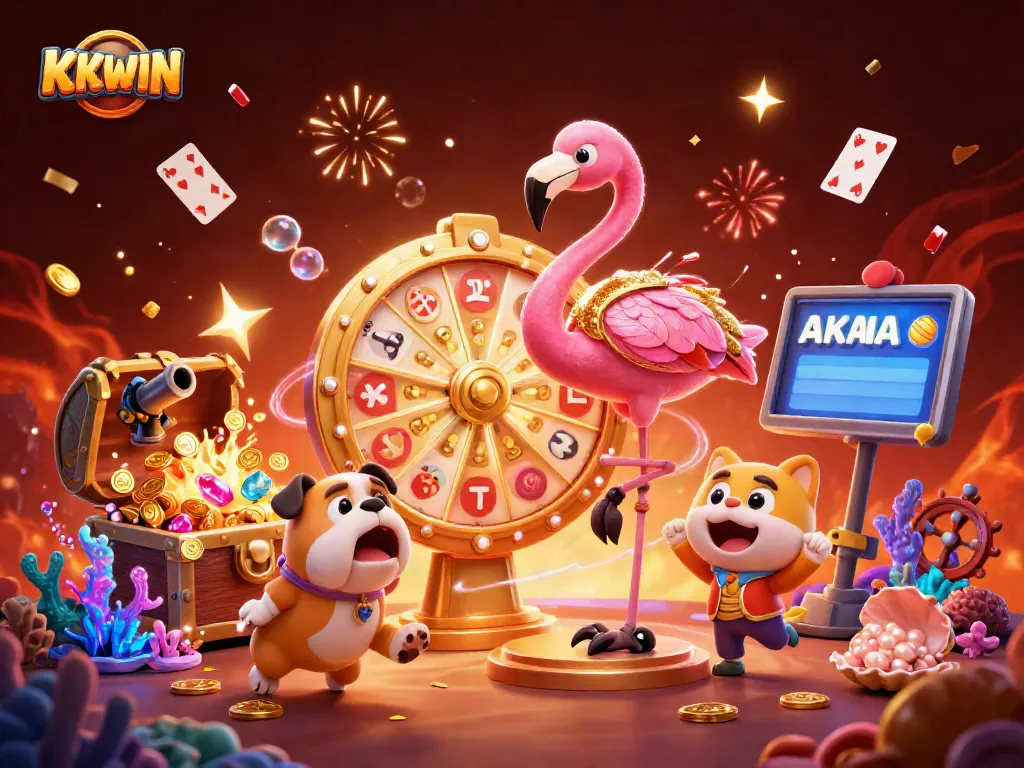 Win big with KKWIN in a vibrant and dynamic casino illustration showcasing excitement and prizes!