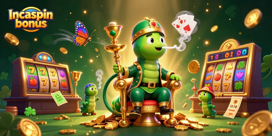 Experience the thrilling Incaspin bonus with dynamic slot elements and a magical caterpillar scene.
