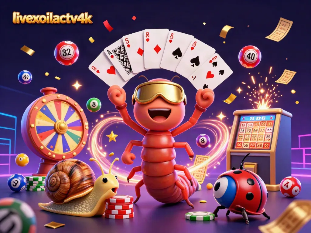 Experience the excitement of livexoilactv4k with a whimsical casino scene filled with vibrant characters and dynamic elements.