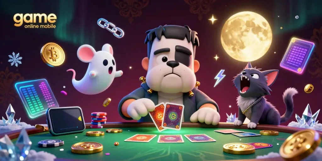 Permainan seru game online mobile dengan bulldog Frankenstein dan kucing werewolf di kasino digital.