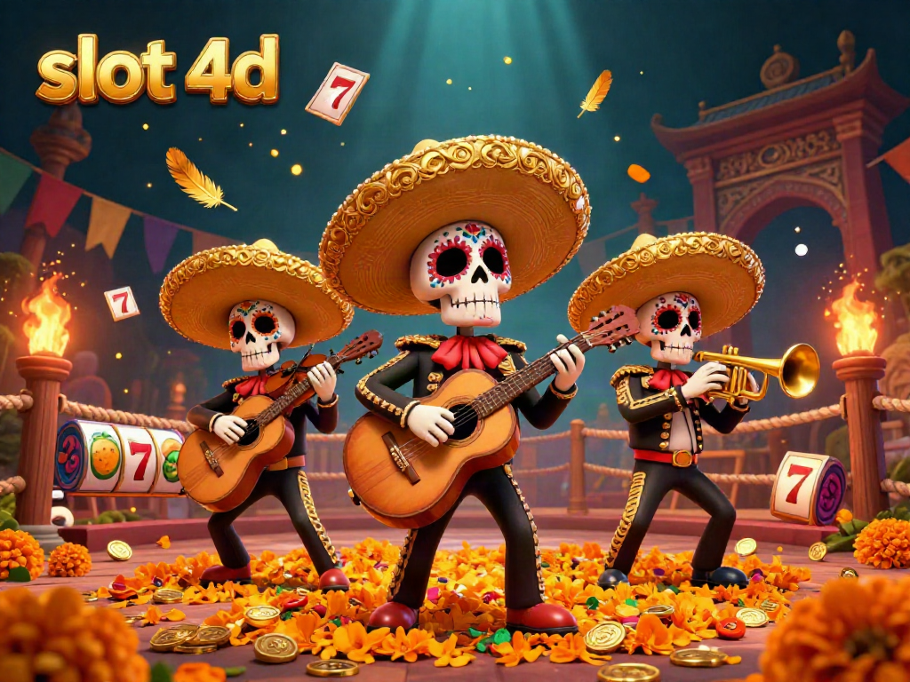 Menangkan slot 4d dengan band mariachi tengkorak yang meriah dan simbol keberuntungan di sekitar mereka.