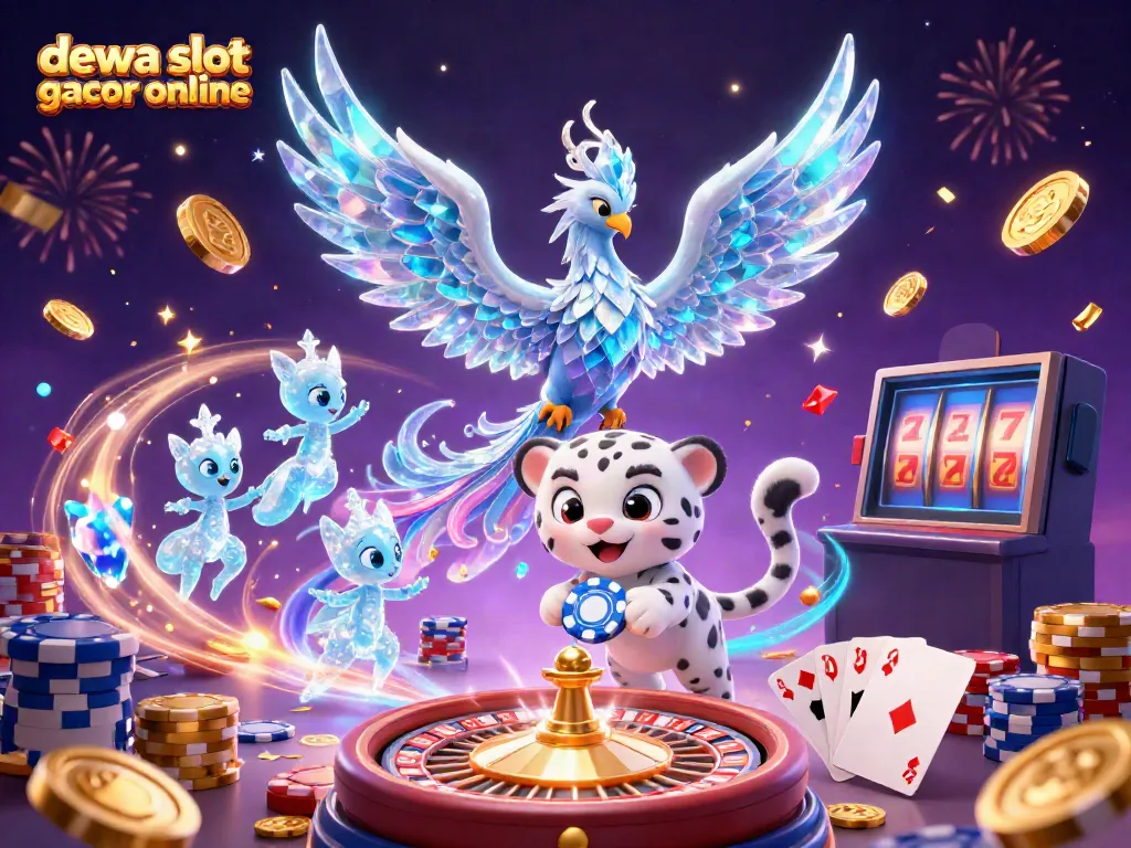 Permainan dewa slot gacor online dengan simbol keberuntungan dan karakter kartun menarik di dunia kasino.