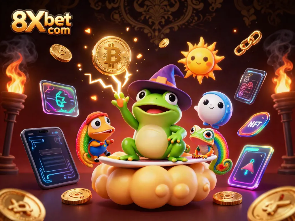 Feel the thrill of the game at 8Xbet com with a dynamic 3D illustration showcasing the excitement of online betting.