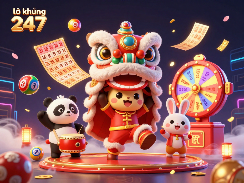 Experience the thrill of lô khung 247 with vibrant lottery-themed characters and dynamic visuals.