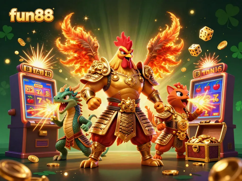 Engage in thrilling gameplay with fun88's vibrant casino scene featuring dynamic characters and gaming elements.