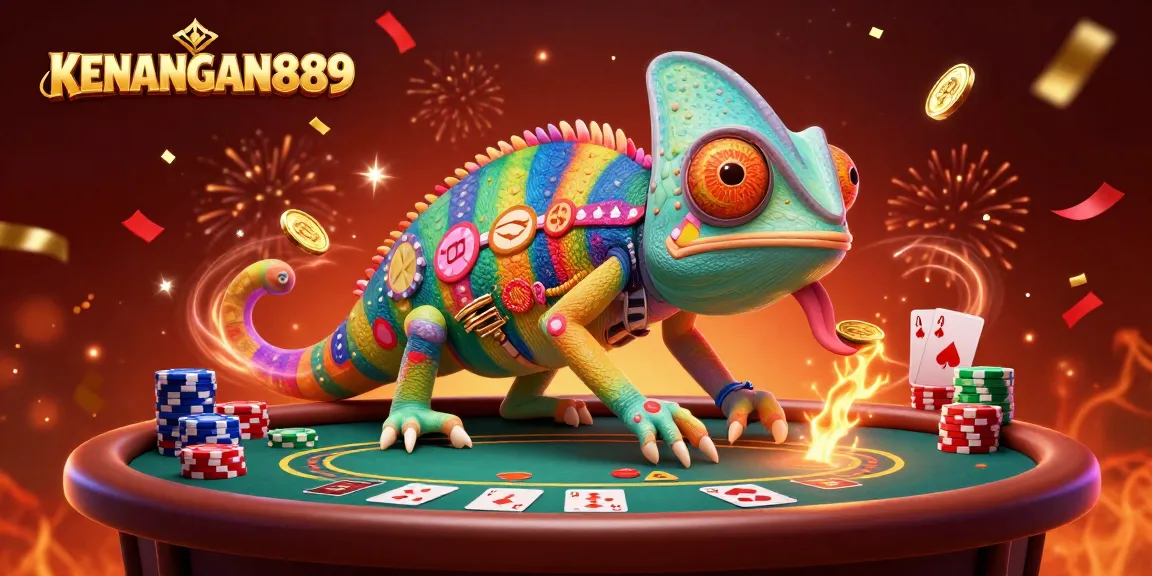 Win big at KENANGAN889 with a lively 3D casino illustration showcasing engaging poker action.