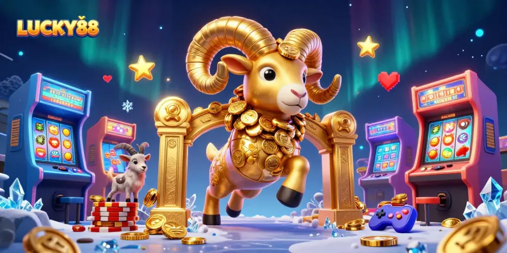 Experience LUCKY88 slot action with an elite 3D casino representation, featuring dynamic characters and vibrant game elements.