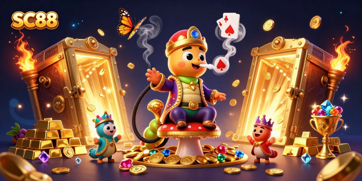 Engage with SC88's colorful casino adventure featuring vibrant characters and treasure elements.