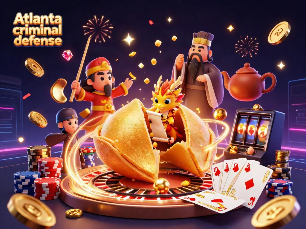 Engage in thrilling Atlanta criminal defense strategies with a vibrant 3D casino-themed illustration.