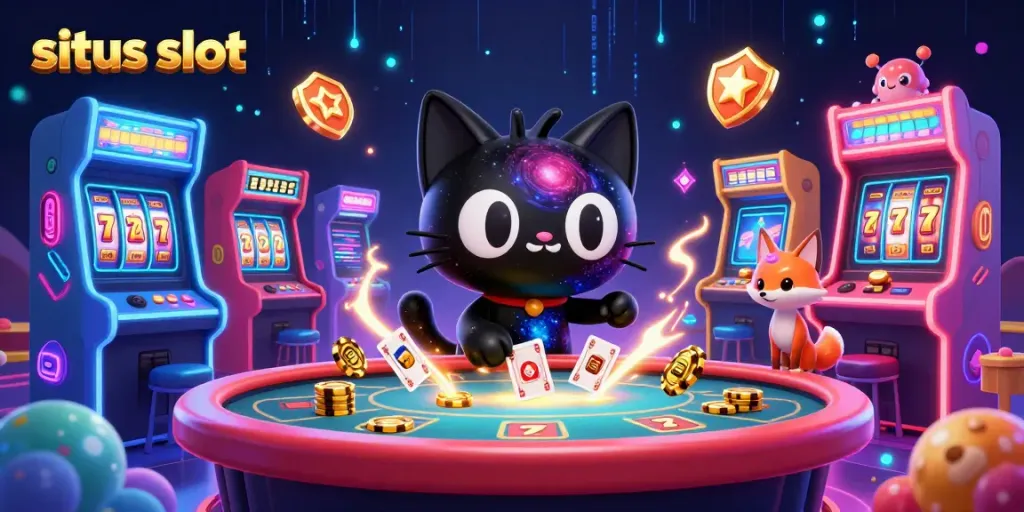 Menghasilkan kemenangan dalam permainan situs slot dengan karakter kucing hitam dan rubah nebulosa di kasino kosmik.