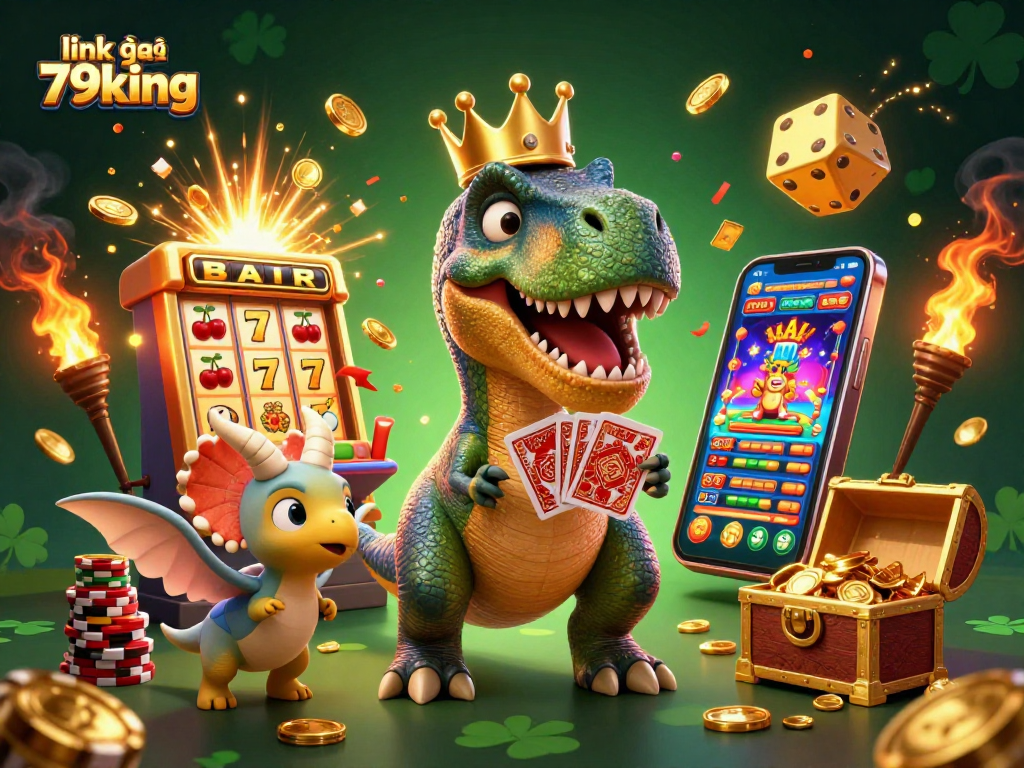 Spin and win big with link vào 79king in this vibrant casino-themed illustration.