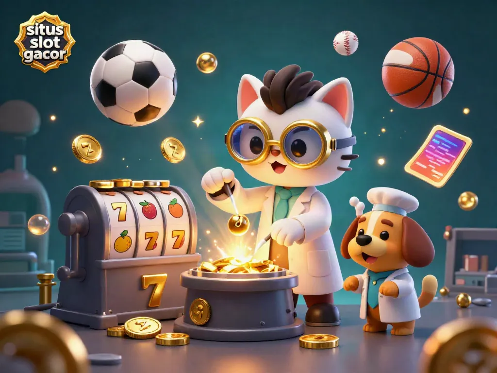 Engage with situs slot gacor through thrilling gameplay illustrated by laughing characters in a vibrant casino scene.