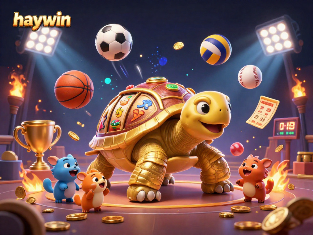 Engage with thrilling gameplay at haywin's vibrant casino, featuring a golden tortoise slot machine.