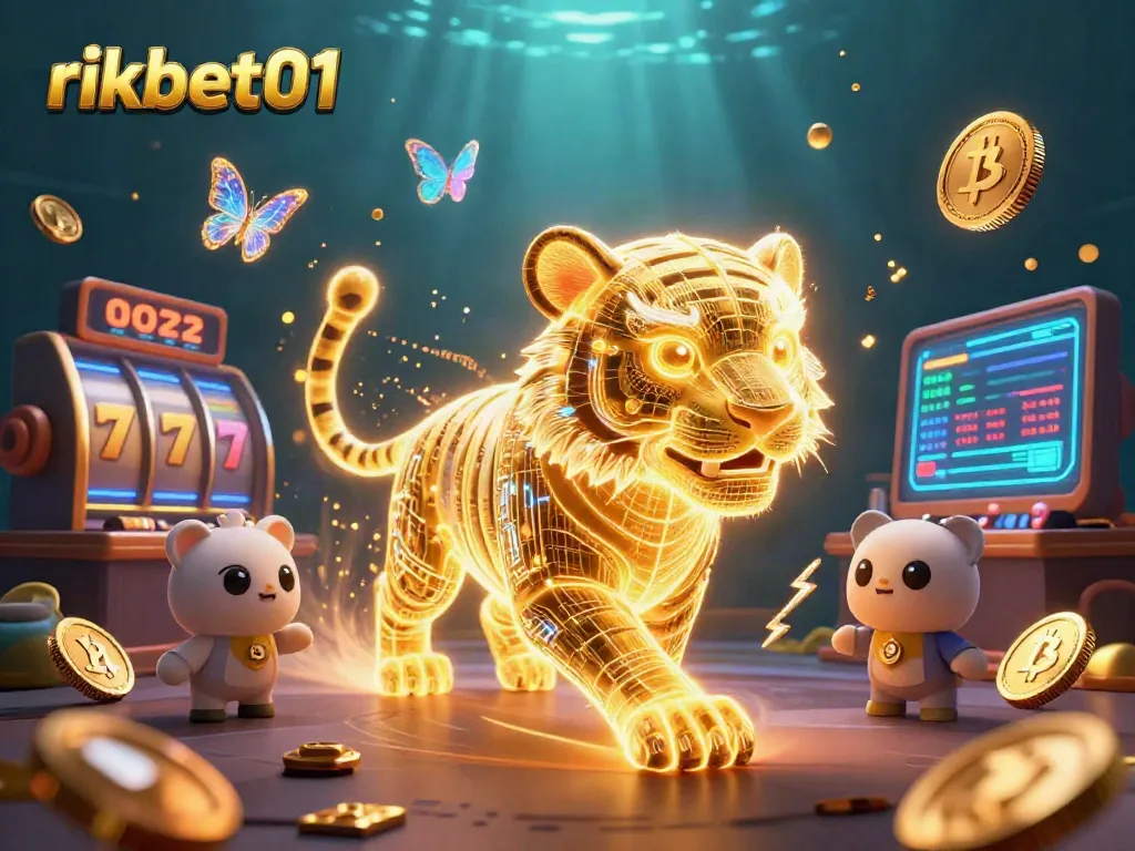 Experience thrilling gameplay at rikbet01 with vibrant 3D casino elements and a neon golden tiger.